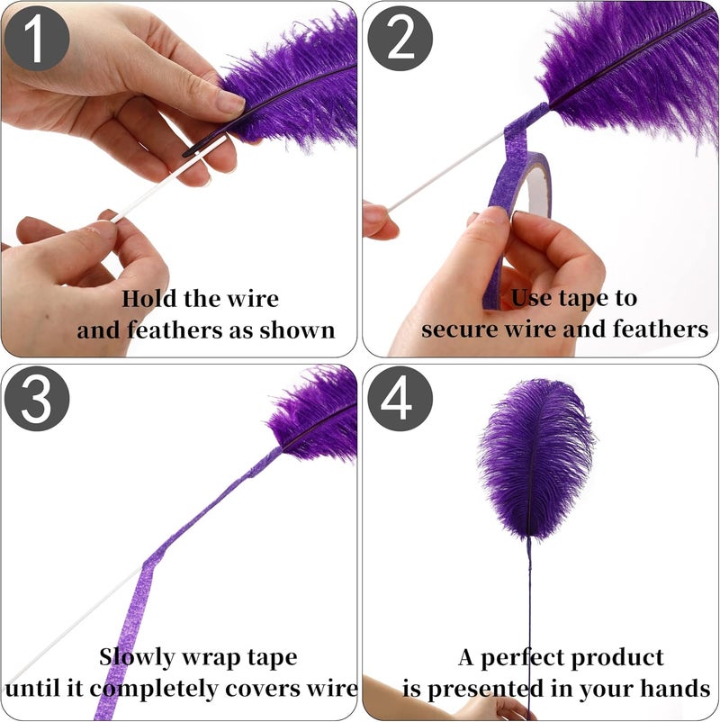 Holmgren Purple Large Ostrich Feather - 20pcs Making Kit 22 Inch Large Ostrich Feathersfor Crafts Floral Arrangement, Wedding Party Centerpieces Home Decorations (Purple) - Image 4